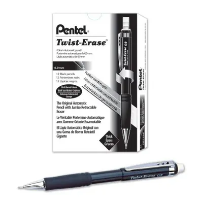 Pentel Twist-Erase III Mechanical Pencil (0.9mm) Black Barrel, Pack (QE519A)