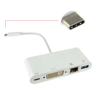 kenable USB 3.1 Type C to DVI USB & Gigabit Adapter with PD Function 15cm