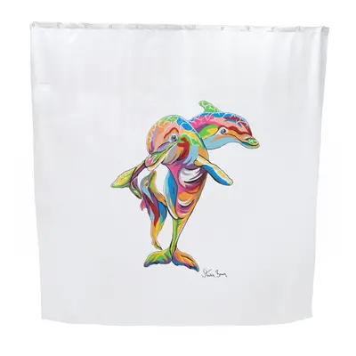 Croydex Hannah McWave Dolphin Shower Curtain Water Resistant Steven Brown