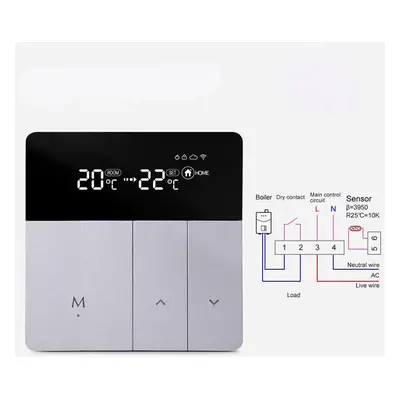 (Water / Gas Boter 3A) Smart Thermostat Sliver Electric Heating Temperature Controller APP Real 