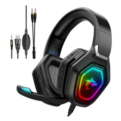 Gaming Headset USB 3.5 Mm RGB LED Light Bass Stereo Wired Headphone With Mic Gamer Headsets for 