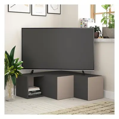 FWStyle Modern Scratch Resistant Design Drawer Corner TV Unit Mocha Grey