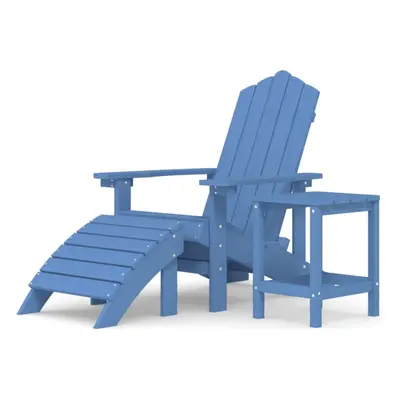 vidaXL Garden Adirondack Chair with Footstool & Table HDPE Aqua Blue Armchair