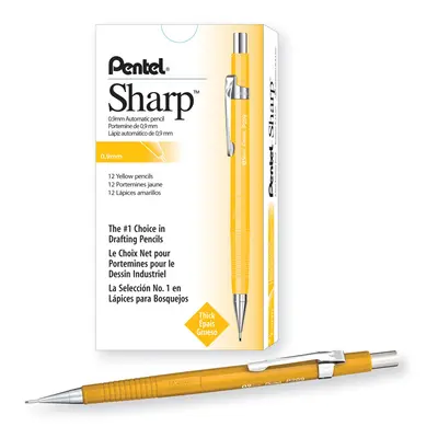 Pentel Sharp Automatic Pencil 0.9mm Lead Size Yellow Barrel Box of