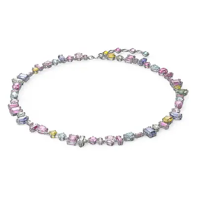 Gema Necklace, Adjustable, With Multicolored Crystals In Mixed Classic Cuts On A Rhodium Finish 