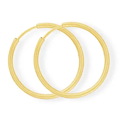 Jewelco London Ladies 9ct Yellow Gold 0.75mm Gauge Thin Sleeper Hoop Earrings - 18mm - SENR02927