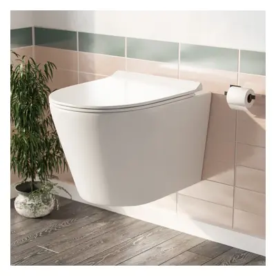 Elliss Rimless Wall Hung Toilet Pan + Soft Close Toilet Seat