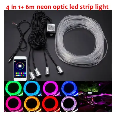 RGB EL Wire LED Strip Light App Control For Car Interior Atmosphere