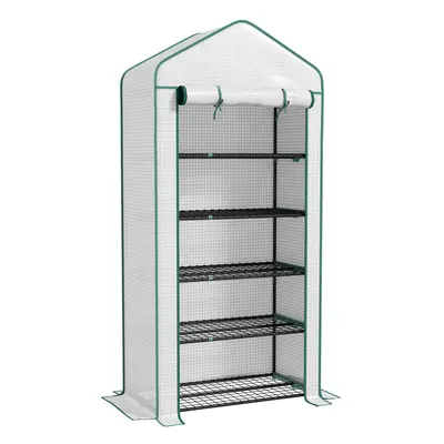 Outsunny Widened Mini Greenhouse Tier Green House, 193H x 90W x 49Dcm, White