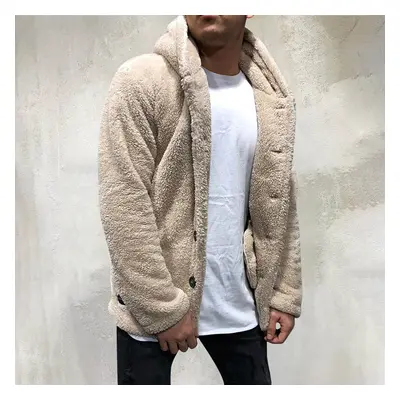 Warm Sweater Coat Thick Fleece Men Winter Zipper Wool Hooded Slim Sweaters Pure-colour Loose Plu