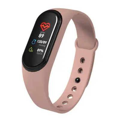 (Pink) Heart Rate Blood Pressure O2 Monitor Multi-sport Modes Call Rejection Fitness Tracker Sma