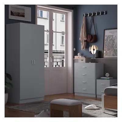 Tunis Door Wardrobe Grey Bedroom Furniture Cupboard Metal T-Bar Handles