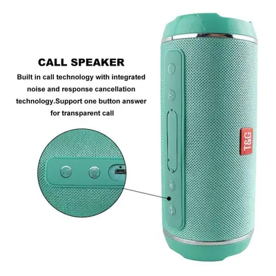 (Green) Portable Bluetooth Wireless Speaker 3D Stereo Music Sound Sweatproof Colum Outdoor Suppo