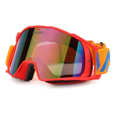 (Red) Outdoor Skiing Skating Goggles Snowmobile Glasses Windproof Anti-Fog UV Protection