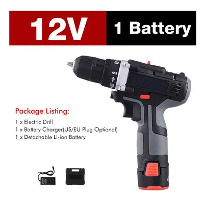 (One Battery, US Plug) 7500mAh Speed Electric Drill 25+3 Torque Power Driver Drills Multi-functi