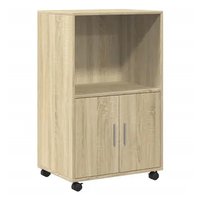 (sonoma oak) vidaXL RollingÃÂ Cabinet Office Storage Cabinet Engineered Wood