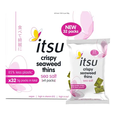 Sea Salt Flavour Seaweed Thins | Crispy Seaweed Thins | NEW Larger Pack of (32 x g packs) | Vega