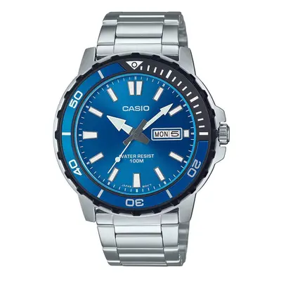 Casio MTD125D-2A1V Men's Marine Sport Stainless Steel Blue Dial Day Date 100M Analog Watch Silve