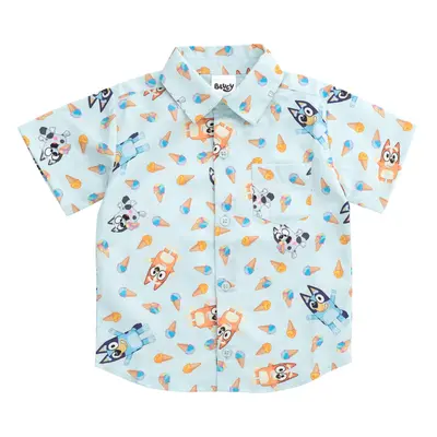 Bluey Bingo Toddler Boys Hawaiian Button Down Dress Shirt 3T