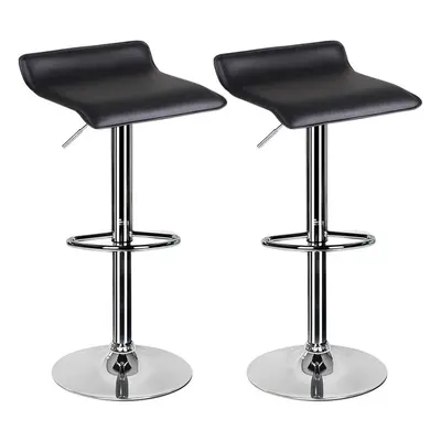 (Black) Pair of Black Bar Stools,Breakfast Bar Stool with Chrome Footrest and Base Swivel Gas Li