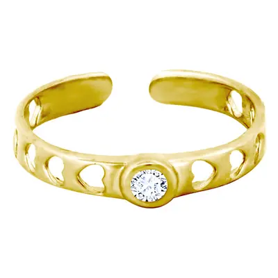 Jewelco London Ladies Solid 9ct Yellow Gold Cubic Zirconia Love Hearts Toe Ring - JTR023