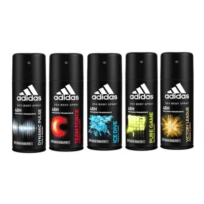 Adidas Pack Of Deodorant 48h Fresh Power Men Body Spray Black/Red/Blue 5x150ml