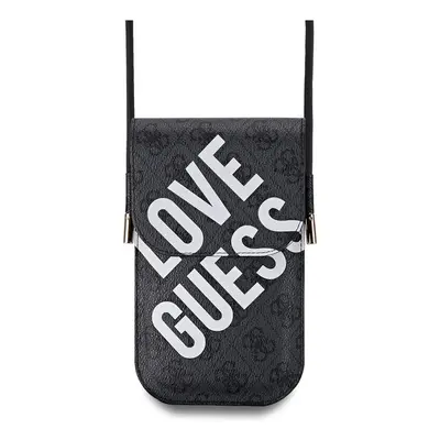 Guess PU 4G Big Love Logo Universal Phone Pouch with Strap and Card Slot Black - GUOWBPGP4NLGWK