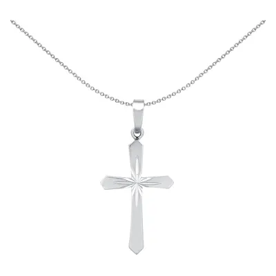 Jewelco London Unisex Rhodium Plated Sterling Silver Diamond-cut Arrow Head Starburst Cross Pend