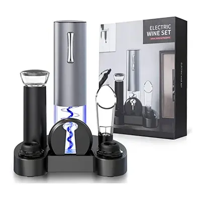 Electric Bottle Opener Set, Electric Bottle Opener with Charging Base, Aluminum Foil Knife, Vacu