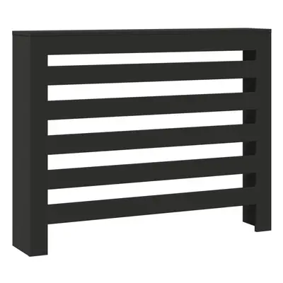 vidaXL Radiator Cover Heater Cover Slats Radiator Shelf Black Engineered Wood