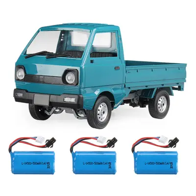 (Three Batteries) 1/10 2.4G 2WD Military Truck Crawler Off Road RC Car Vehicle Models Toy Blue