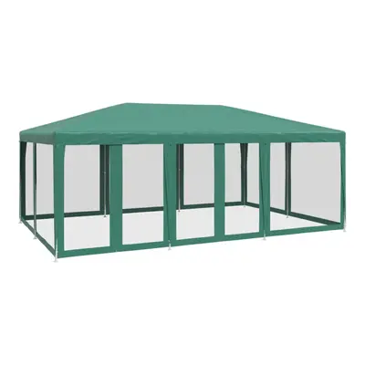 vidaXL Party Tent with Mesh Sidewalls Gazebo Canopy Marquee Green HDPE