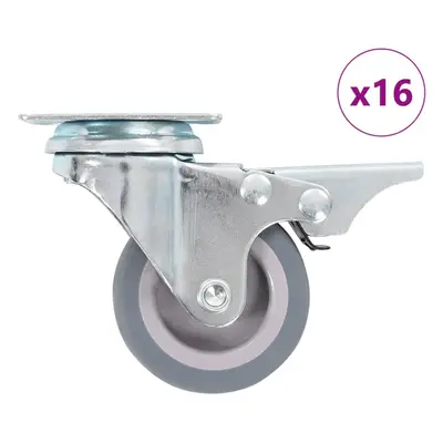 (16 pcs) vidaXL Swivel Casters with Double Brakes Furniture Casters Trolley Caster