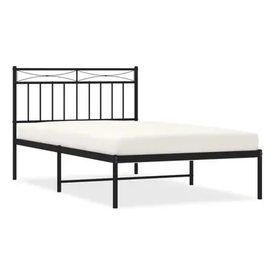 (black, 100x200 cm/with headboard) vidaXL Metal Bed Frame Home Bedroom Bed Base Mattress Foundat