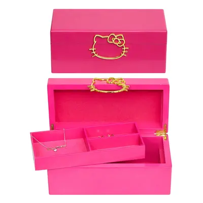 Hello Kitty Sanrio Gold Icon Pink Lacquer Wood Jewelry Box Jewelry Box