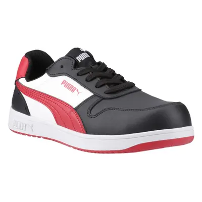 (12 UK, Black/White/Red) Puma Safety Mens Frontcourt Leather Low Safety Trainers