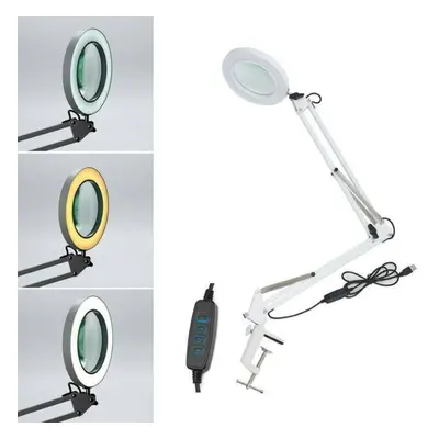 AU Large Lens ed Lamp Desk Magnifier 5x Magnifying Glass w/ Clamp LED