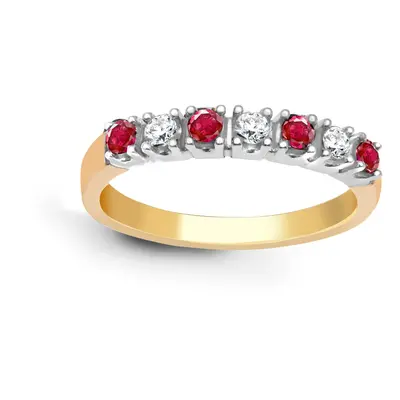 (O) Jewelco London 9ct Colour Gold Claw Set H I1 0.15ct Diamond and Red 0.2ct Ruby Stone Royal E