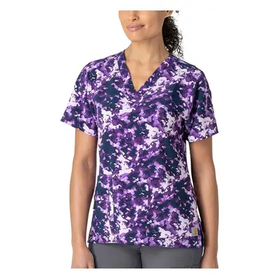 Carhartt Womens V-Neck Print Top Medical Scrubs Shirt Camo Spark XX