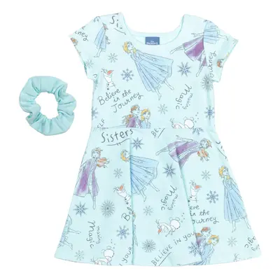 Disney Frozen Elsa Anna Olaf Toddler Girls Short Sleeve Dress Scrunchy