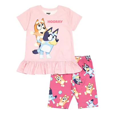 Bluey Bingo Little Girls T-Shirt and Bike Shorts Outfit Set Pink