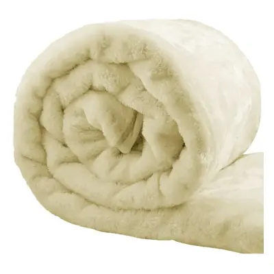 (Cream, King - x cm) Soft Warm Faux Fur Large Fleece Mink Throw Sofa Bed Blanket