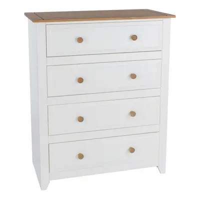 White Drawer Chest of Drawers Solid Pine Top and Handles Bedroom Storage