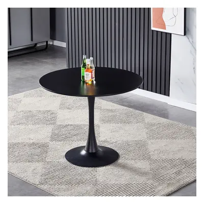 (Black) Modern Round Wooden Table with Metallic Base