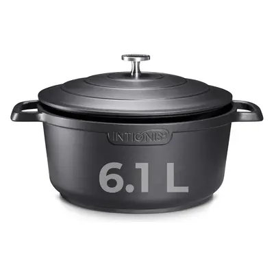 (28cm, Black) Premium 6.1 Liter Non-Stick Casserole with Lid - Multi-Function Oven to Stovetop H