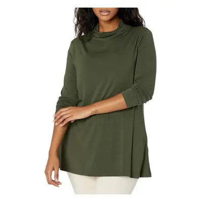 Womens Jersey Long-Sleeve Mock Neck Swing Tunic (Previously Daily Ritual), Forest green, Medium