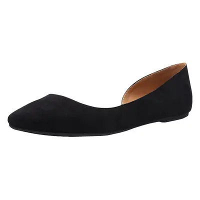 Wild Pair Womens Black Side Cutout Padded Mabel Almond Toe Slip On Ballet Flats M