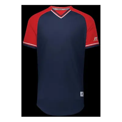 Russell R01X3M.04R.M Adult Classic V-Neck Jersey - Navy, True Red & White - Medium