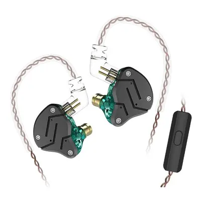 (Cyan, With-Microphone) Dynamic Balanced Armature Driver Earphone Noise Cancelling 3.5mm Wire He