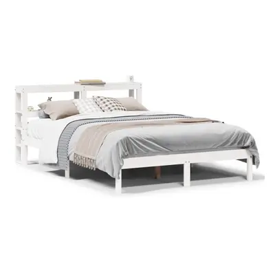 (white, x cm) vidaXL Bed Frame with Headboard Bed Solid Wood Pine